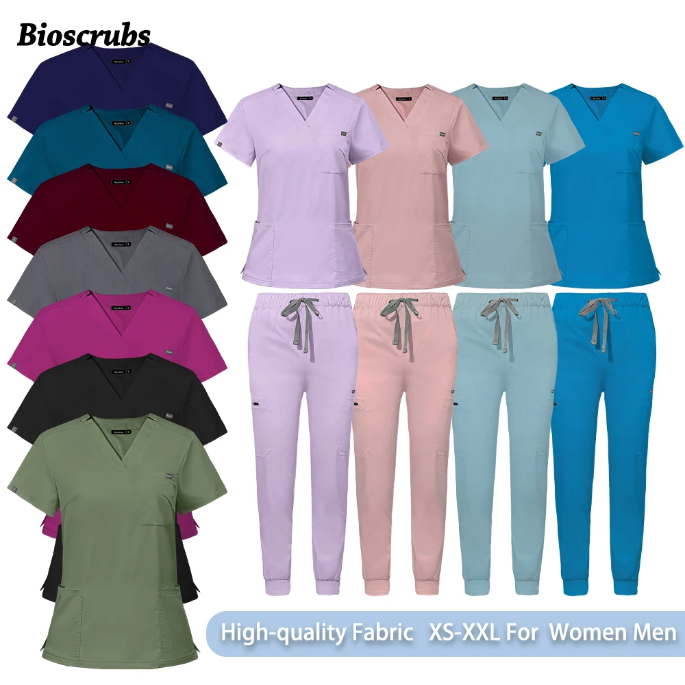 Multicolour V-neck Top Pocket Pants Dentistry Jogger Pants Suit Nurse Scrubs Set Medical Clinical Clothes Doctor Nursing Uniform