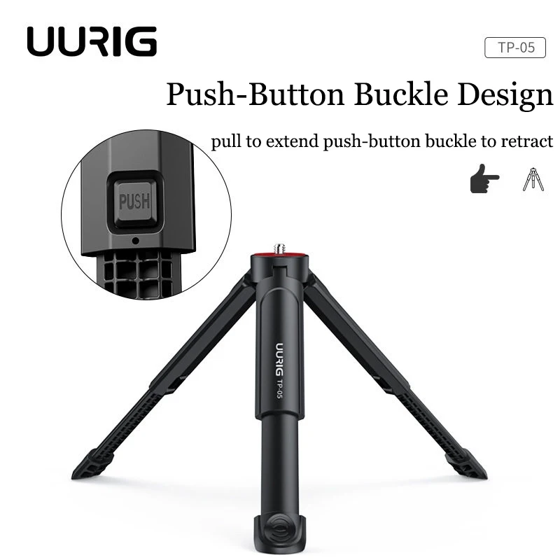 UURIG TP05 Mini-Stativ, tragbarer Selfie-Stick, Griff, Desktop-Webcam-Stativ mit 1/4-Zoll-Schraube für Telefon, DSLR-Kamera, LED-Licht