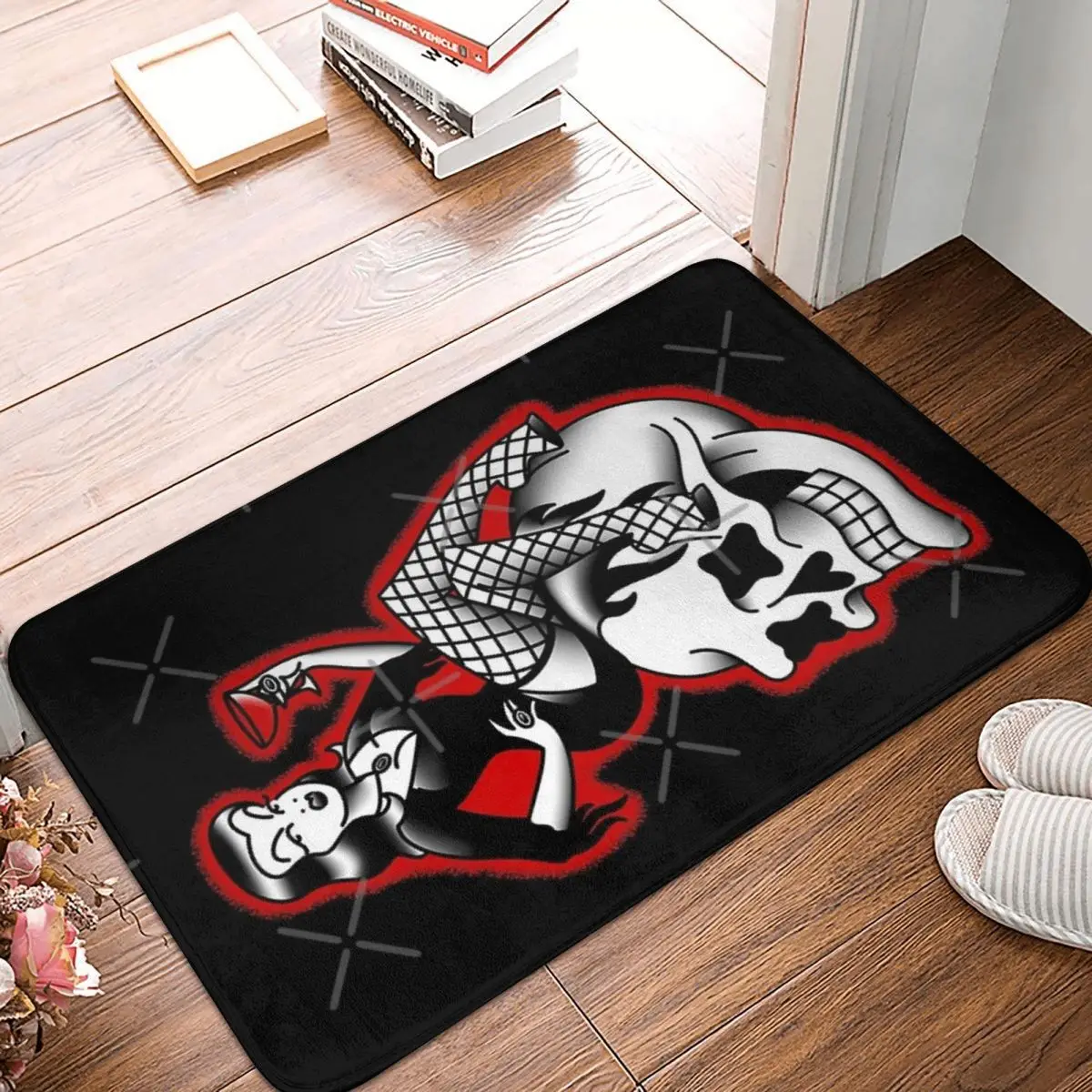 Salty-Dog American Traditional Lowbrow Facecloth Non-Slip Floor Mat BathroomThick And Comfortable, Durable Foot Mats