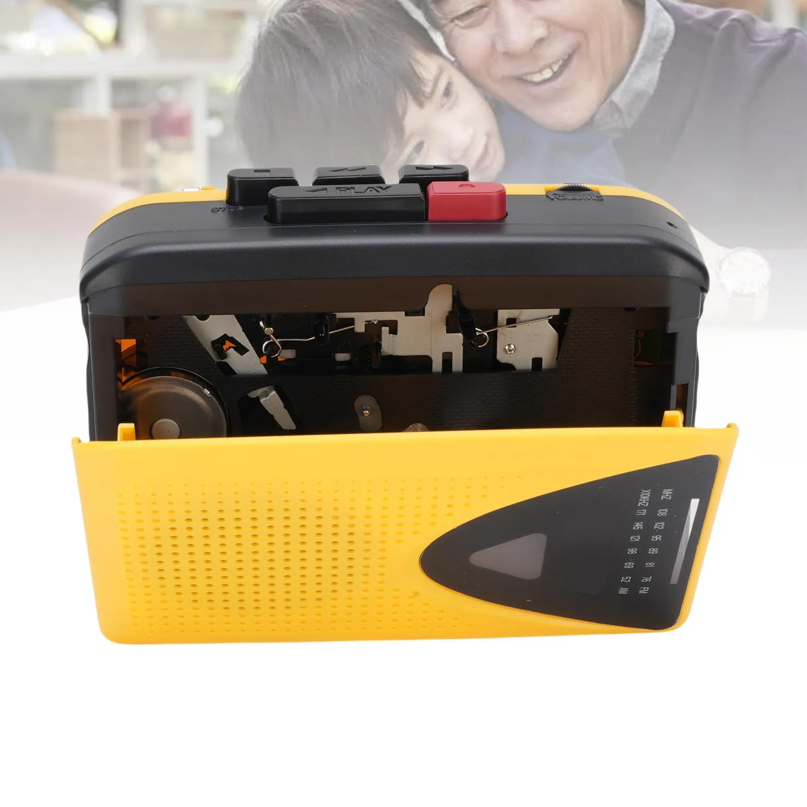 Cassette Tape Player Vintage Tape Recorder Long Antenna  or Battery Powered Large Speaker for Music Broadcast Listening