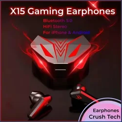 TWS X15 Earphones Bluetooth Wireless Gamer Headphones 65ms Low Latency Earbuds Fone Gamer Headset Gamer with Mic for IOS/ANDROID