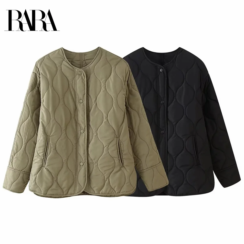 2025 RARA Spring New Women's Loose Casual Round Neck Long Sleeve Quilted Decoration Simple Cotton Clothes