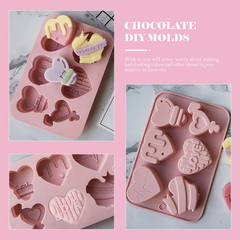 

2 Pcs Heart-shaped Silicone Mold Molds for Baking Forms Ice Christmas Cookies Cutter Cutters Cake DIY Pastry Chocolate