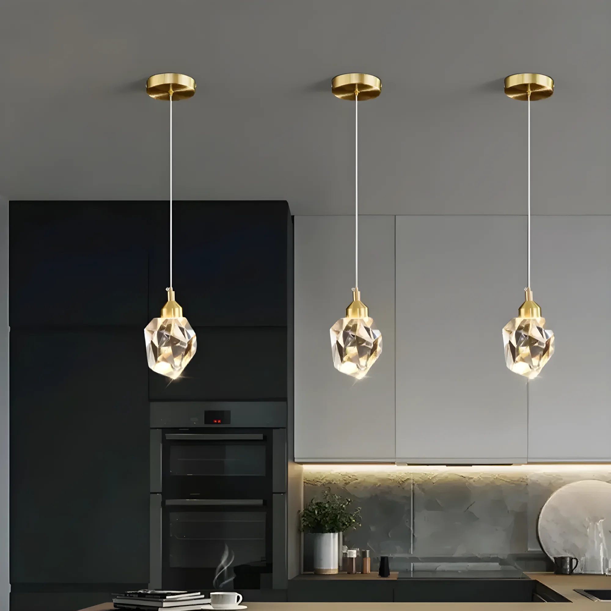 Crystal Pendant Lamp Warm Light Cold Light Modern Chandelier for Bedroom Bedside Kitchen Cafe Bar Home  Minimalist Decoration
