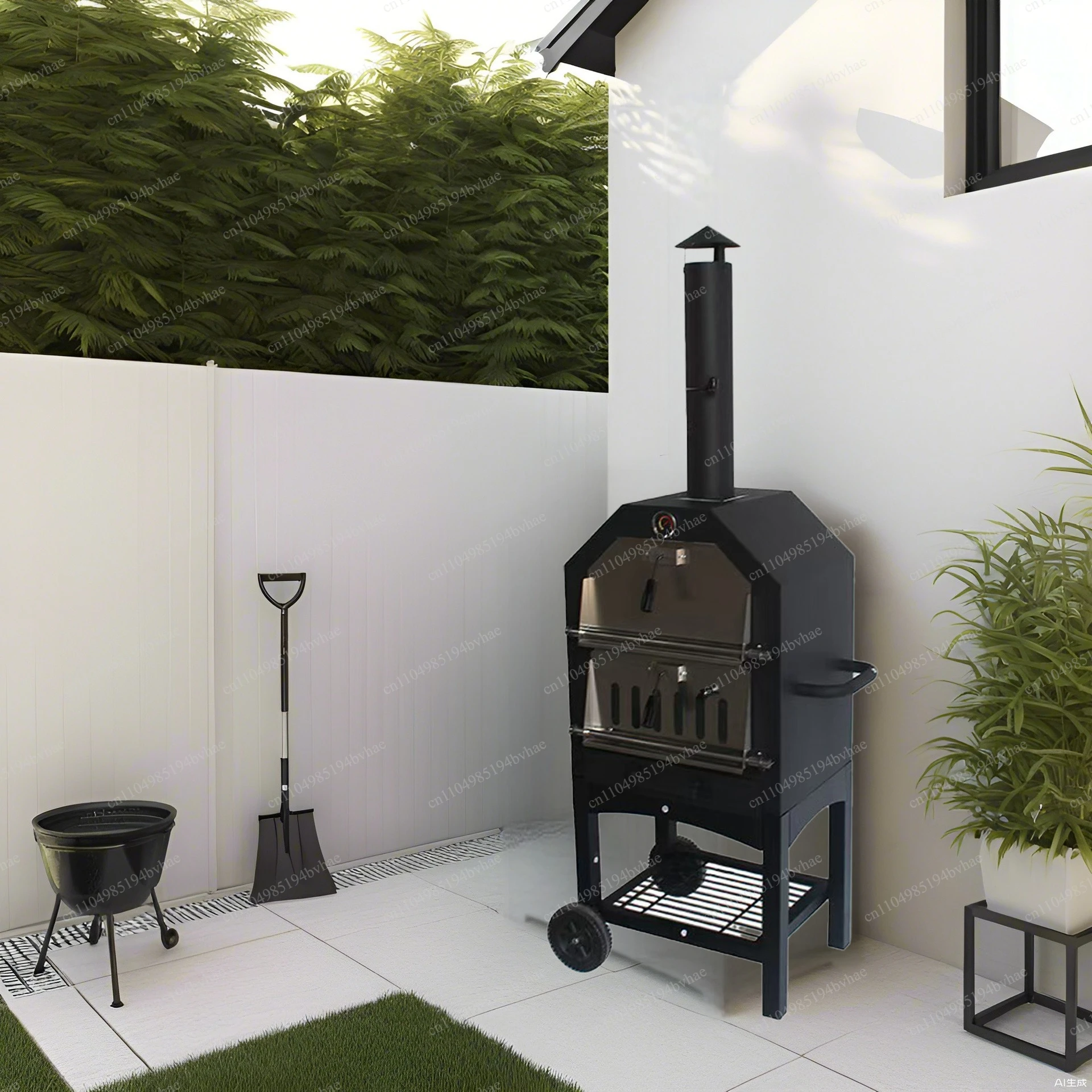 Grenzüberschreitender, verstärkter amerikanischer Camping-Holzkohlegrill, großer Pizza-Grill für Zuhause und Outdoor, multifunktionaler Barbecue-Grill