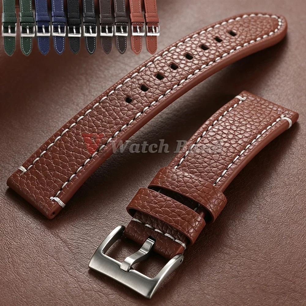18mm 20mm 22mm 24mm Echtes Kalbsleder Uhrenarmbänder Universelles Braunes Armband für Herren und Damen Ersatz-Uhrenarmbänder mit Metallschnalle – Detail 2