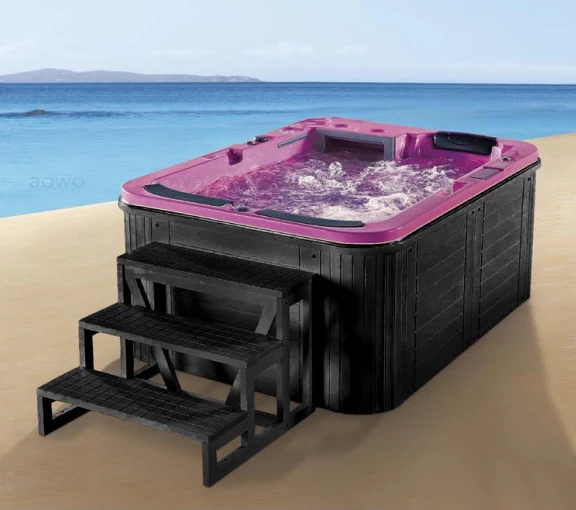 New Style 3 Person Jacuzzis  2 Lying Hot Tube Outdoor Spa Strong Water Pressure Spa Bathtubs Hot Tubs Acrylic Bath Wood Ps Skirt