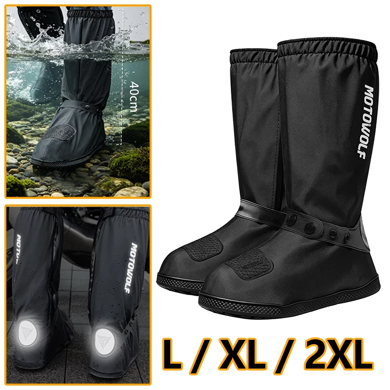 Motorcycle High Tube Rain Boots Waterproof Reflective Non-Slip Footwear Motorbike Cycling Bike Reusable Protection Accessories