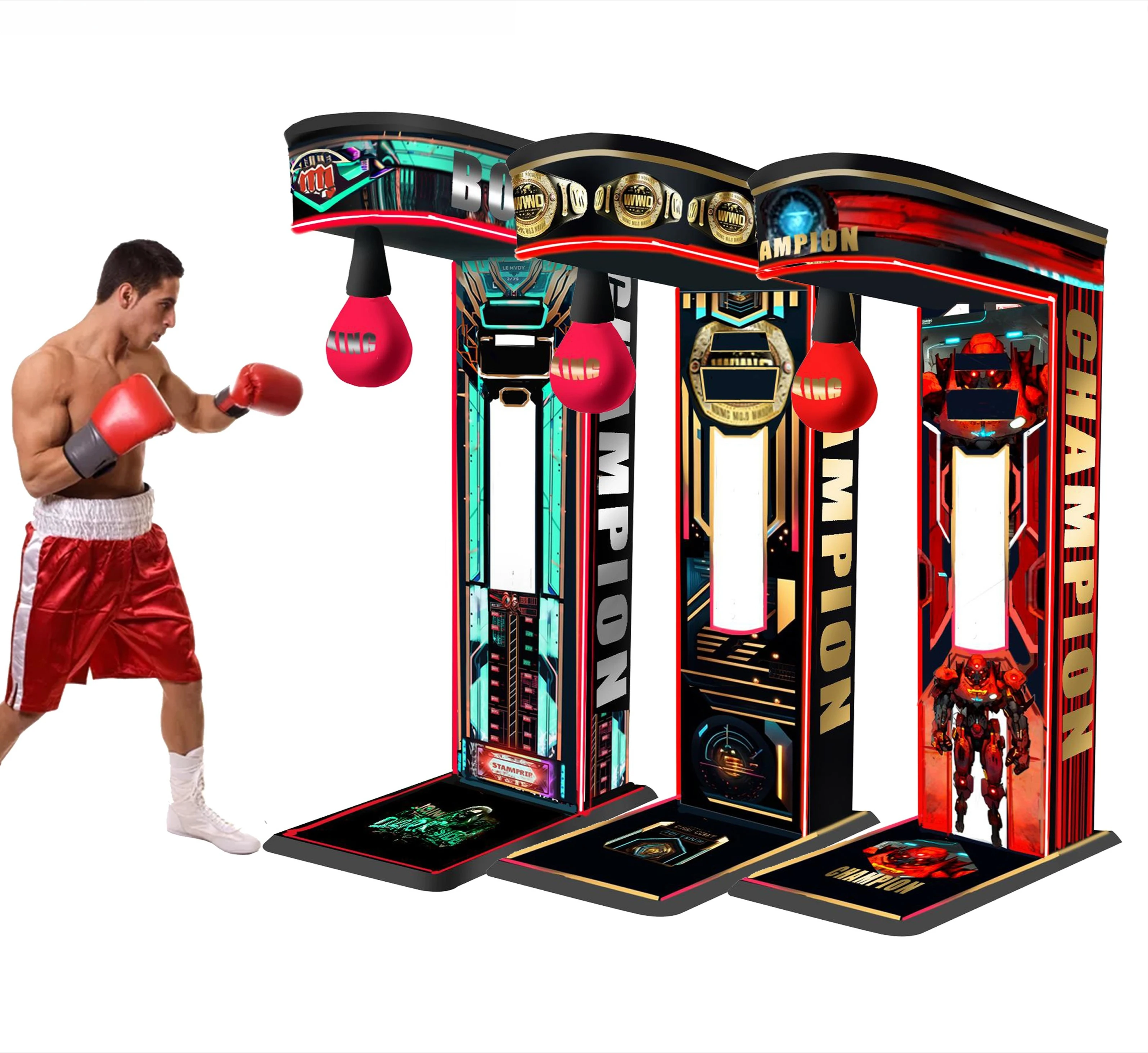 Coin Operated Boxing Game Machine, Arcade Punching Machines, Interactive Gaming Equipment, Fun Sports Entertainment