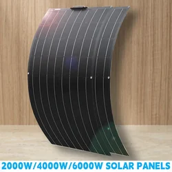 2000W Flexible Solar Panel 12V KitsCharge Controller Cable for Battery RV Trailer Boat Cabin Caravan Truck For Home/Camping