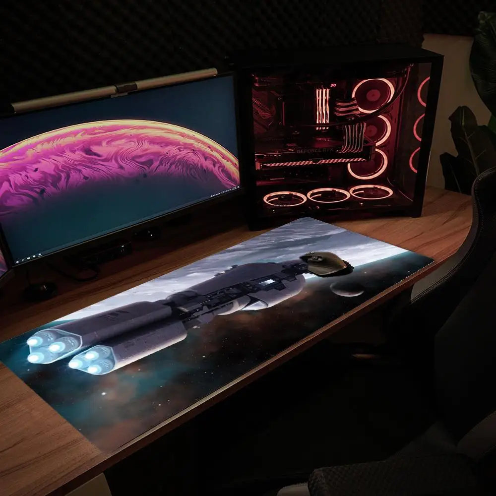 XXL Sci-fi Large Mouse Pad Galaxy Spaceship Planet Cosmic Arrow Desk Mat Non-Slip Rubber Gaming Computer Keyboard Mouse Mats