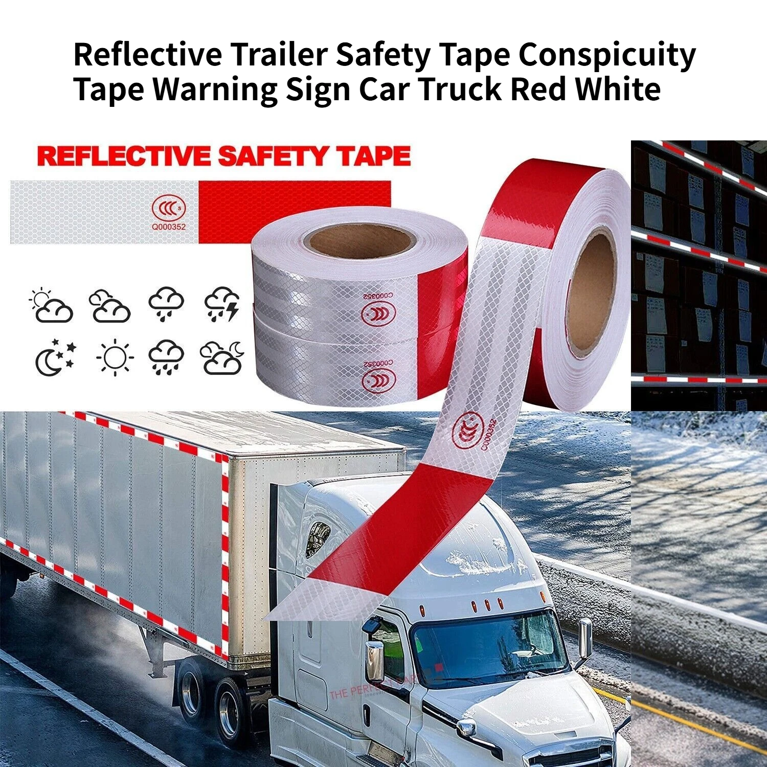 

Reflective Trailer Safety Tape Conspicuity Tape Warning Sign Car Truck Red White