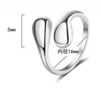 925 Sterling Silver Chunky Adjustable Water Droplet Ring Handmade High Polished Thumb Band Statement Ring Anillos for Women Girl view 6