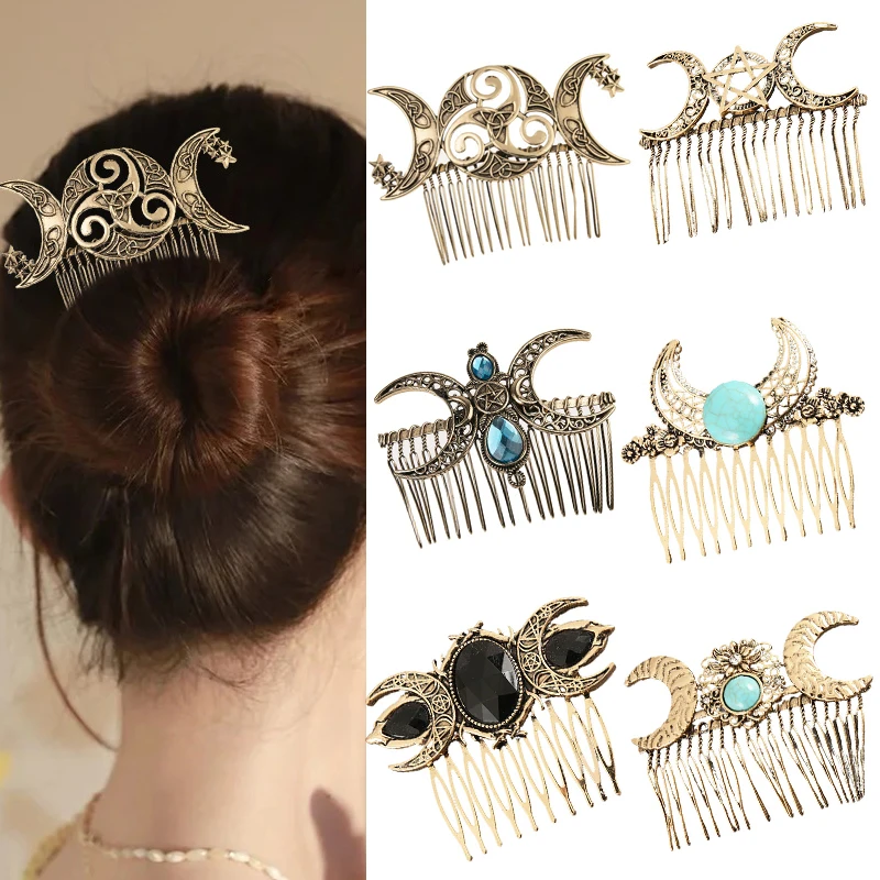 

Viking Crescent Hair Combs Headwear Woman Retro Celtic Haie Clips Headwear Hair Styling Hairpins Accessories