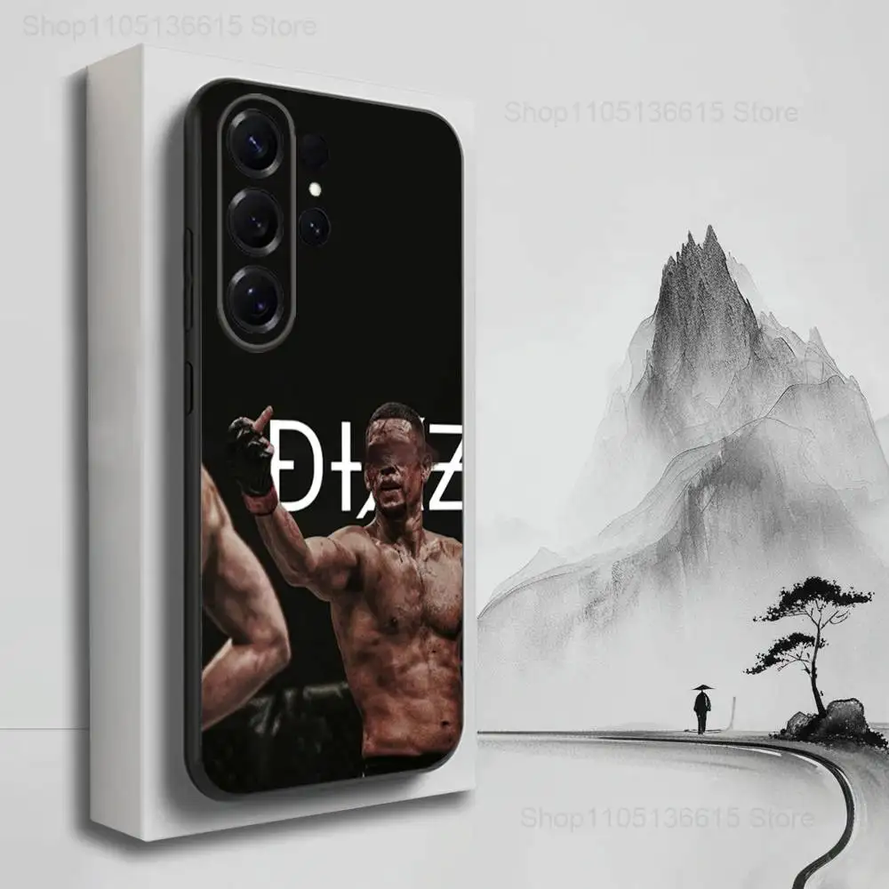 حافظة هاتف Boxing N-Nate D-Diaz لهاتف سامسونج S25، S24، S23، S22، S21، S20، S10، S9، Ultra، Plus، Lite، FE، غطاء أسود من السيليكون الناعم