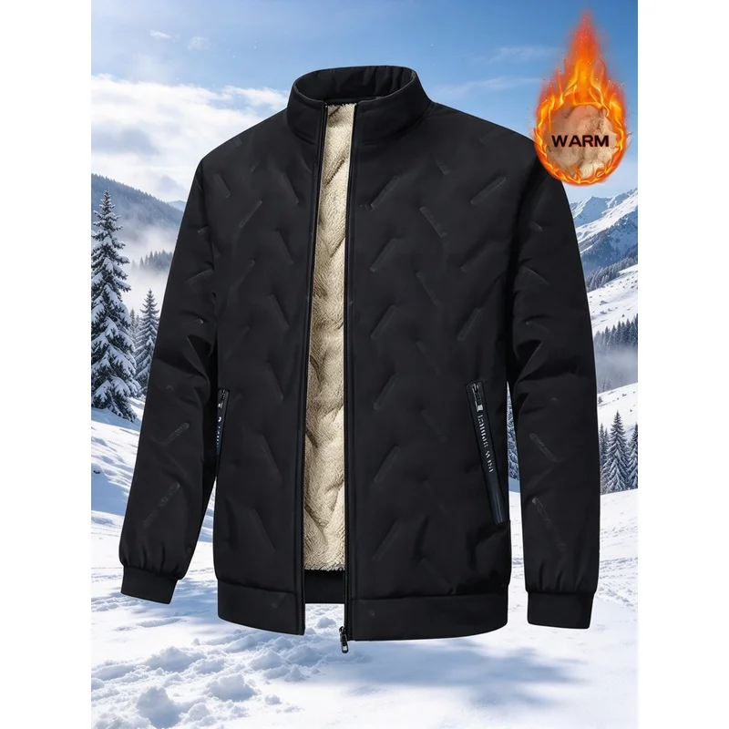 Men Winter Coat Men's Winter Fleece Stand Collar Jacket Men's Clothing Warmth Hoodies Padded Vest Blouse Golf Outerwear Clothes