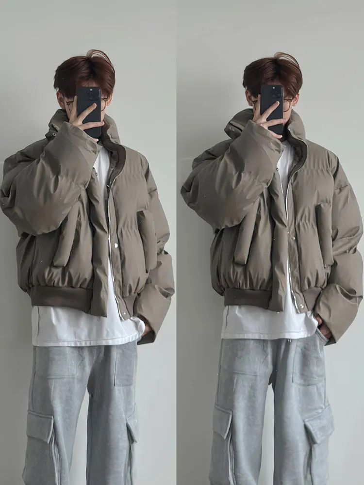 

Новая осенне-зимняя мужская куртка из искусственной кожи и хлопка, свободного кроя, в корейском стиле, теплая, стандартной длины, Cleanfit