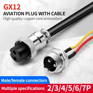 Industri GX12 1 M Kawat Tahan Air Kabel Penerbangan Konektor 2Pin 3 4 5 6 7 Pin Adaptor Wanita Pria Plug Socket 12 stiker cloud penjualan terbaik - №