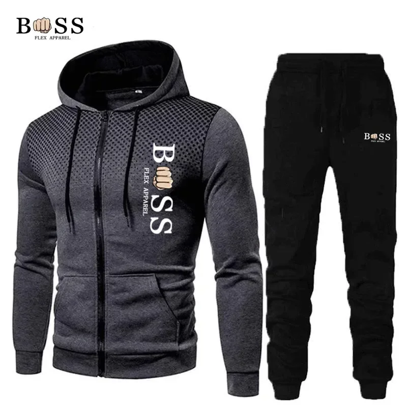 

Men's Sets Zip Hoodie+Pants 2-piece Set 2024 New Spring Fashion Sports Brand Men's Set Casual Fitness Jogging Sportswear Suit