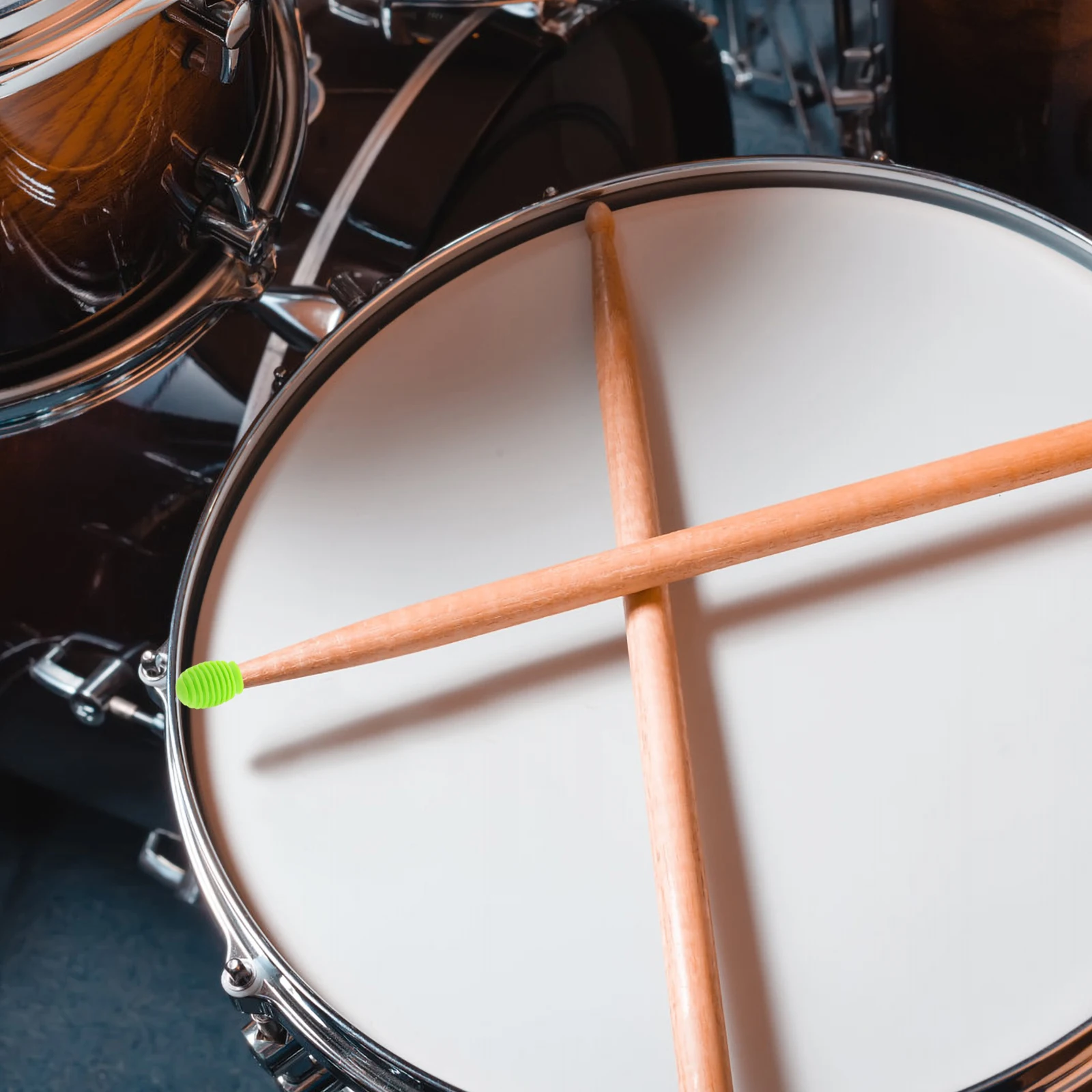 

2pcs Drumstick Silent Tips Silicone Mute Covers Drum Practice Protectors Replacement Night Quiet Grip Green