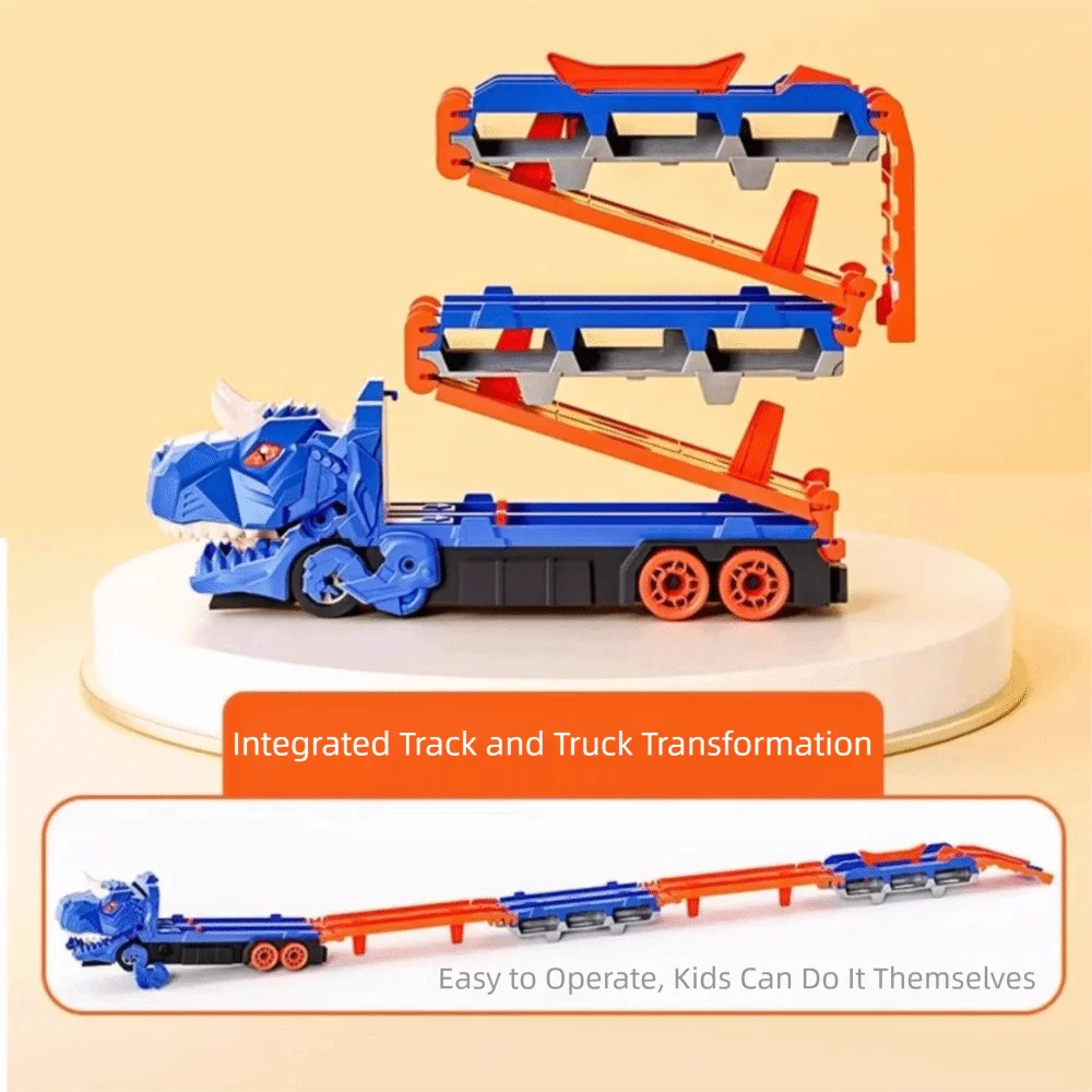 折りたたみ式トラック恐竜折りたたみ式トラックおもちゃ変形成形レーシングカー恐竜輸送トラックおもちゃ金属ミニカー