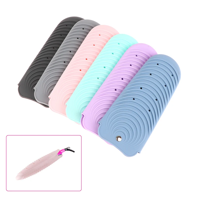 Hair Styling Tool For Curling Iron Hair Straightener Multi-function Non-slip Flat Iron Silicone Heat Resistant Travel Mat Pouch