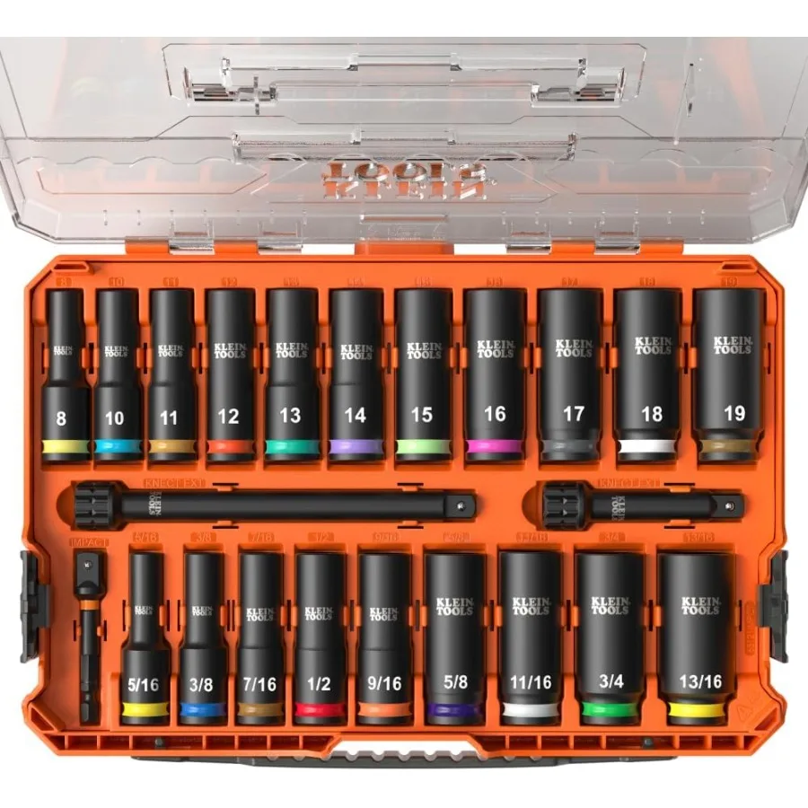 

65121IMPCT KNECT Deep-Well 3/8-Inch Drive Impact Socket Set SAE and Metric 23-Piece Tool Set Impact Driver Adapter