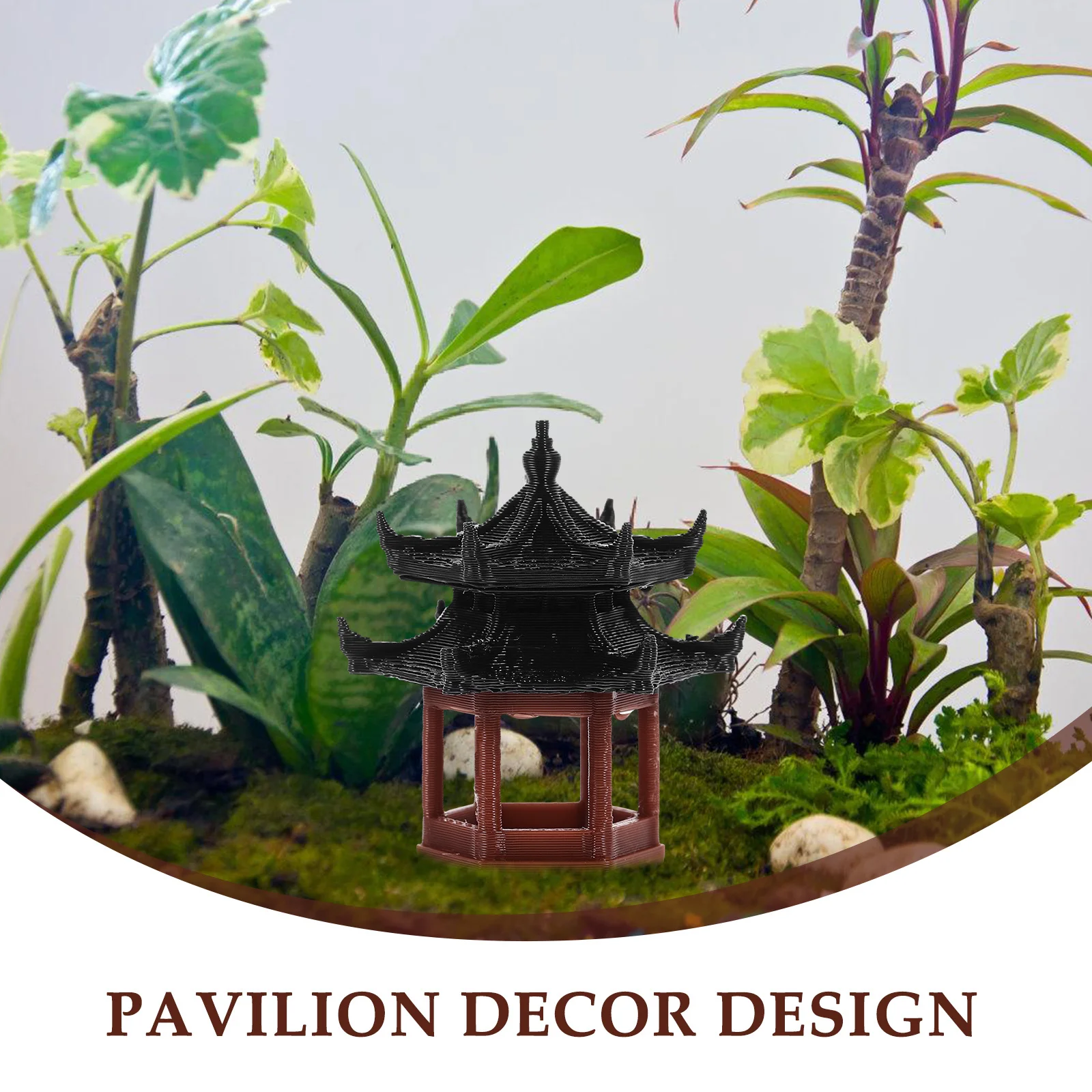 

1pc Mini Pavilion Ornament Sturdy Plastic Decor For Zen Garden Bonsai Fish Tank Desktop Landscape Gardening Ornament