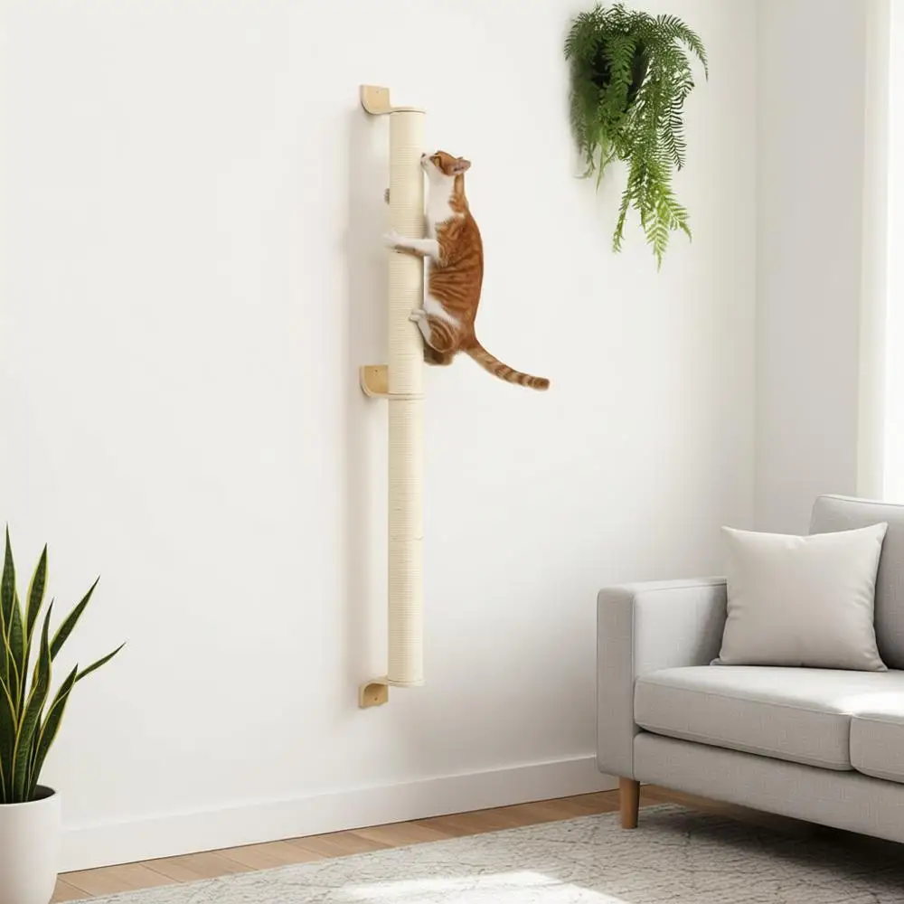 

60 Tall Wall Mounted Kitten Scratching Post, Sturdy Sisal ClimTree for Large Cats