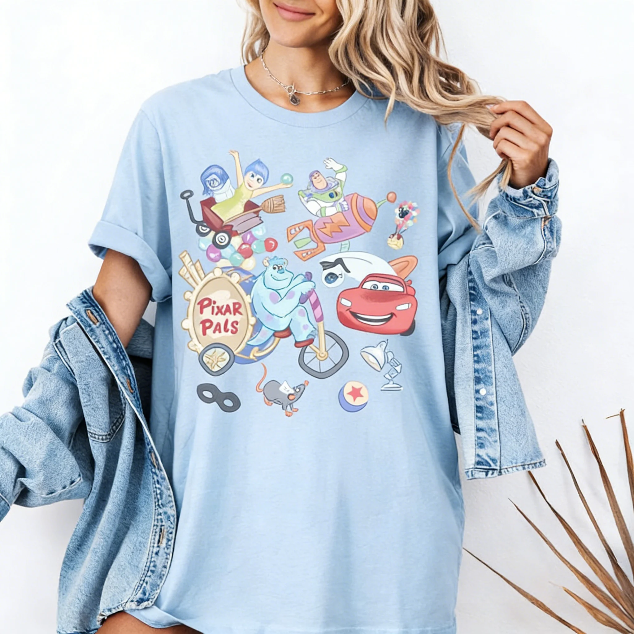 

Женская футболка, женская спортивная футболка, футболка с персонажами Disney Pixar Pals Group, Майк Сулли, Базз Лайтер, Микки Лайтер, Микки Лайтер, синий, фиолетовый, мультяшный стиль