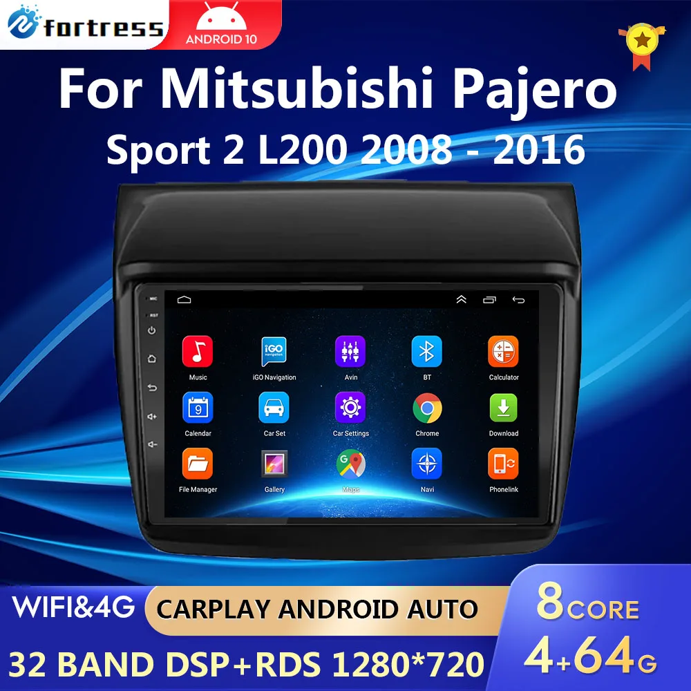 For Mitsubishi Pajero Sport 2 L200 Triton 2008 - 2016 car radio 2 din android Auto Multimedia Carplay 2din DVD GPS Navigation