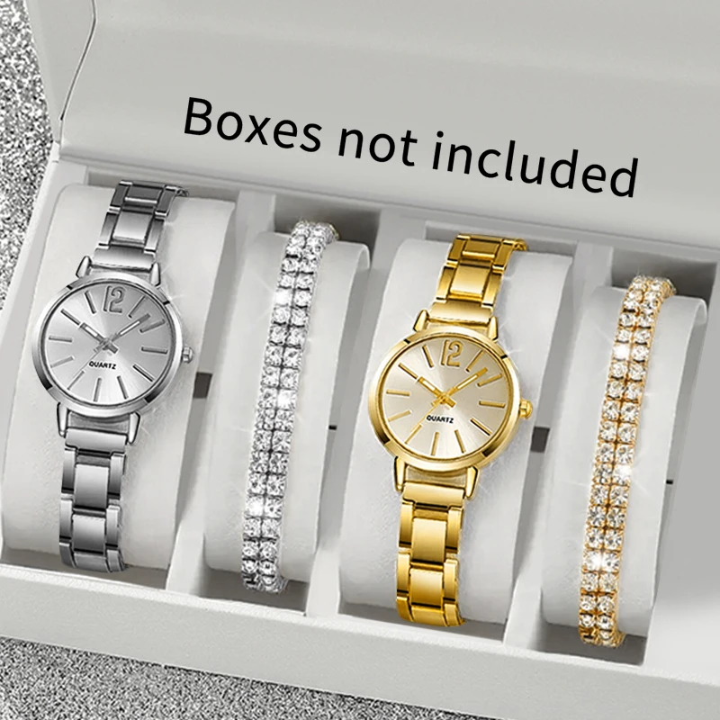 4pcs/set Fashionable Small Dial Women's Watch Bracelet Set with Alloy Strap Watch (no Packaging Box)