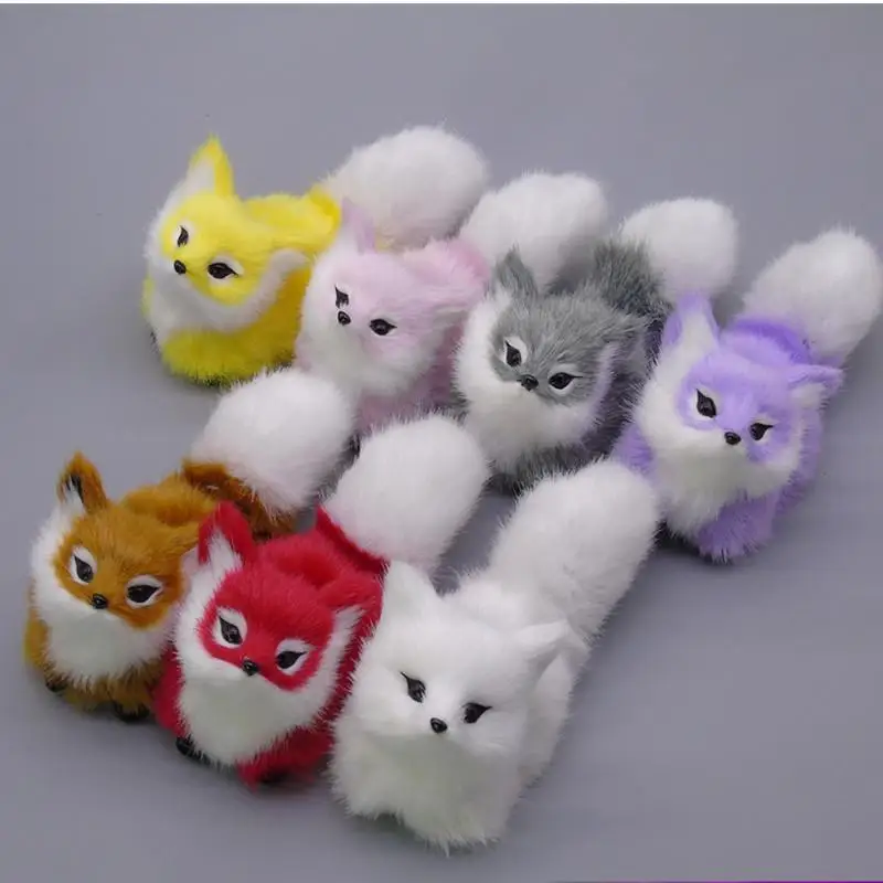 【BA】Soft Squatting Mini Plush Simulation Fox Soft Lifelike Plush Stuffed Fox Doll Cute Colorful Animal Figurine Home Decor