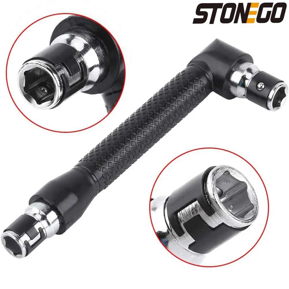 STONEGO 1PC Socket Wrench L Shape 1/4 Inch Hex Socket Wrench Double Head For Screwdriver Bits Hand Tool