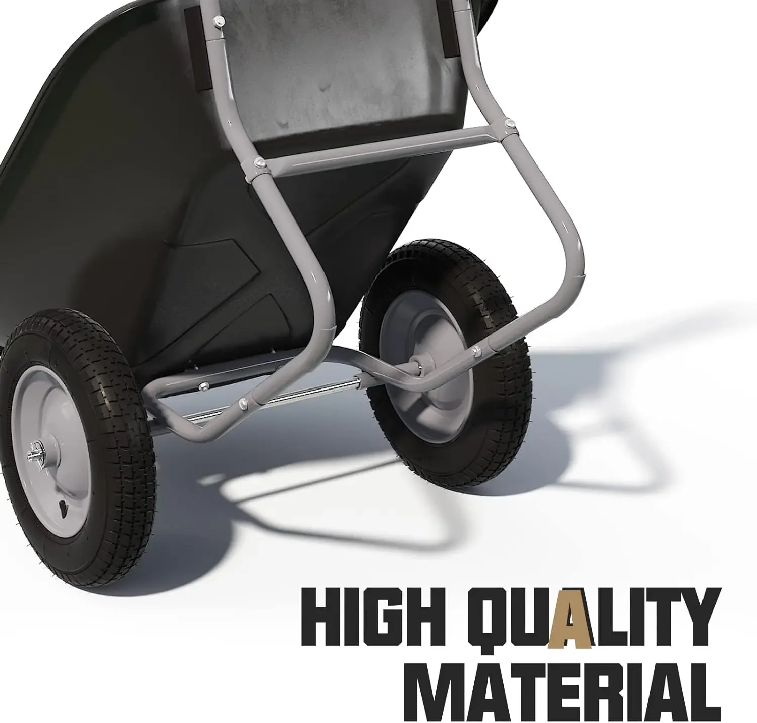 Wheelbarrow, Easy Loading and Dumping Garden Cart, Heavy Duty Utility Dump Cart for Outdoor Lawn Yard Farm Ranch, Black