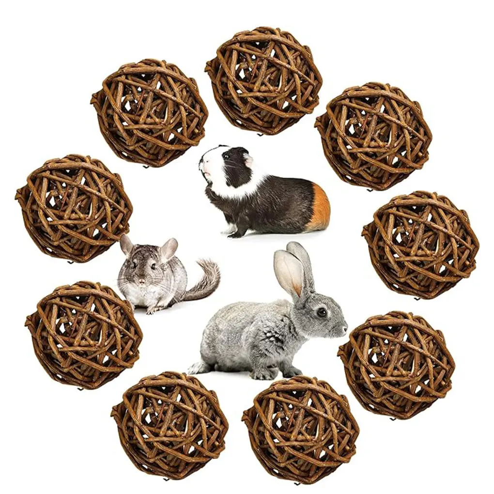 9pieces Guinea Pig Toy Natural Willow Branch Ball For Chewing And Entertainment Grind Teeth