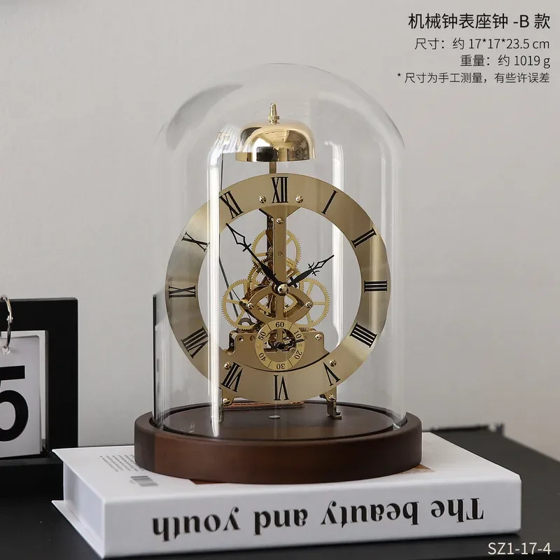 Mechanical clock, living room model room, retro light luxury ornament, creative time telling clock, metal table clock,