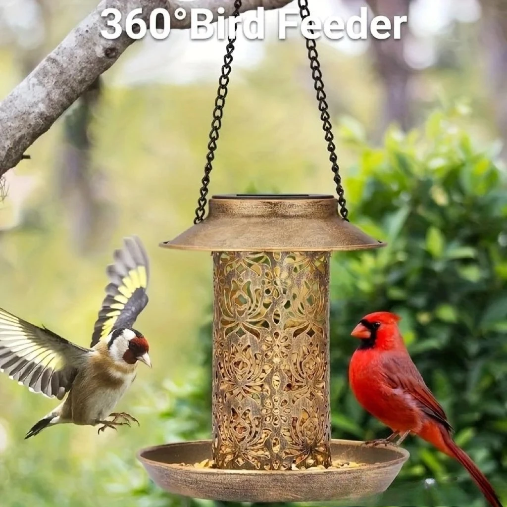 Anti-rust Iron Solar Lamp Accessory for Hummingbird Feeder Waterproof Decorative Light Villa Balcony Lawn Bird Feeder Attachment