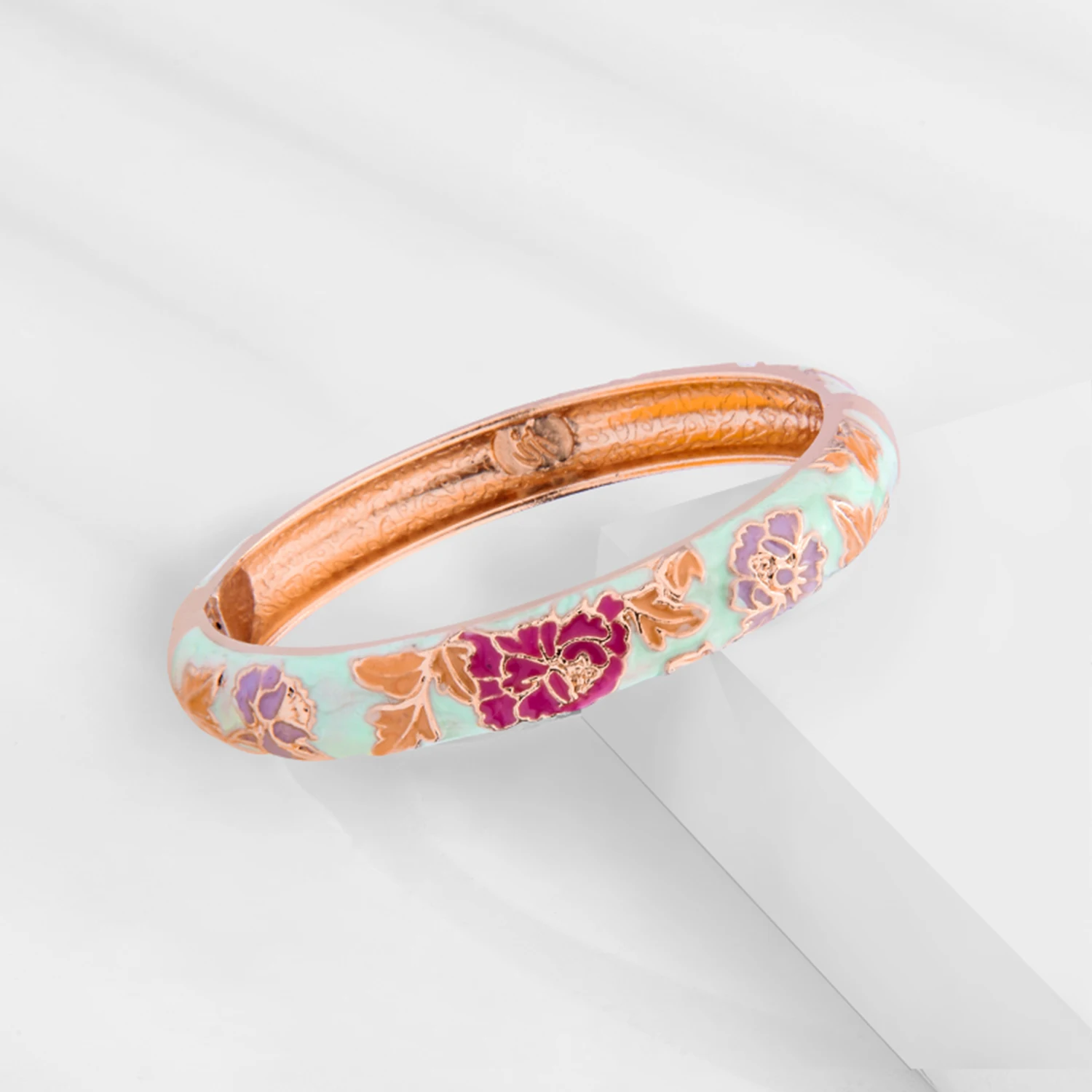 1/6 PCS Enamel Bangle On Hand Trendy Women\'s Bracelet Green Cloisonne Bracelet For Women India African Jewelry Hawaiian Bohemian