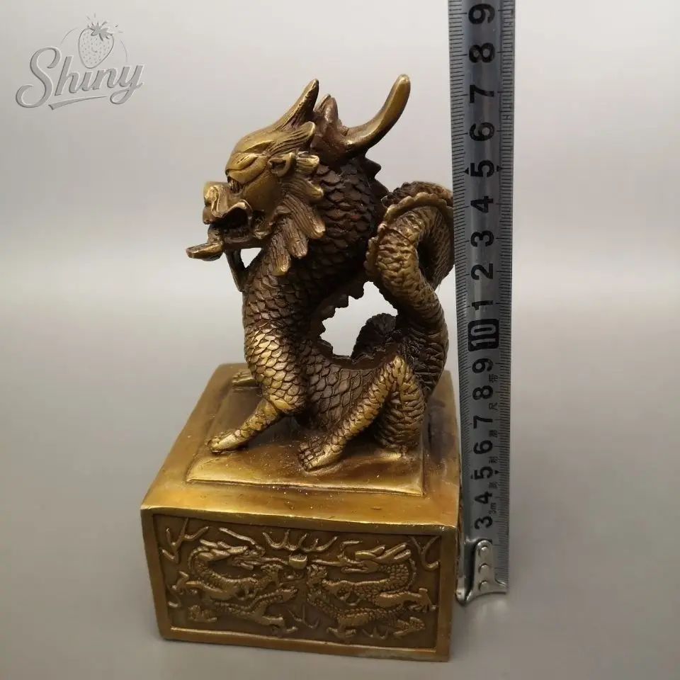 Golden Dragon Statue Emperor Nine Dragons Jade Seal Seal Sculpture Brass Chinese Dragon Seal Home Decoration Dragon Beast Crafts