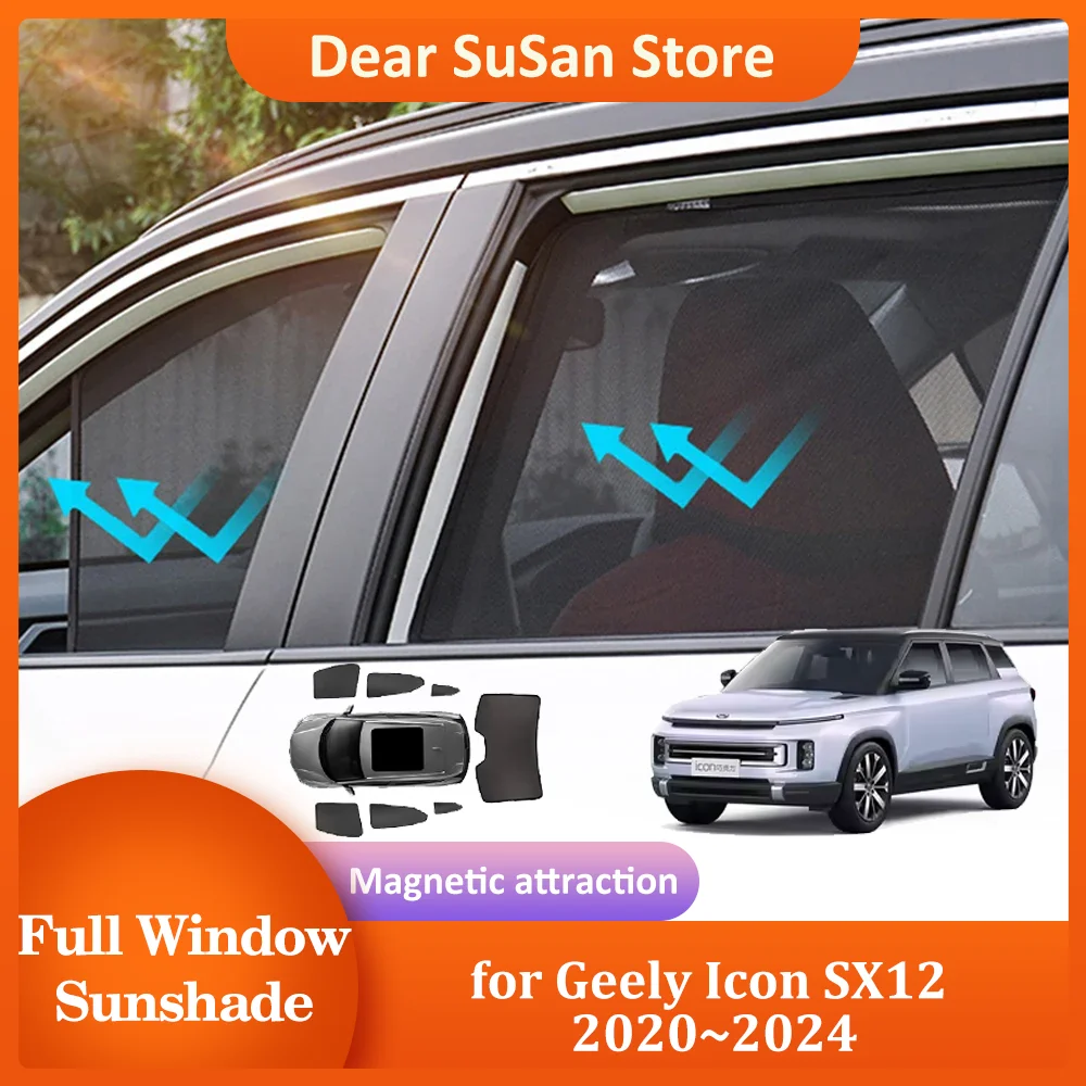 

Car Magnetic Sunshade for Geely Icon SX12 2020~2024 2021 Roof Windshield Curtain Side Window Sun Visor Sunroof Cover Accessories