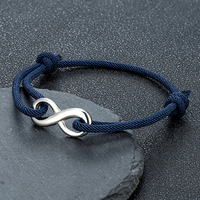 MKENDN Minimalist Stainless Steel Infinity Bracelet for Men Women Adjustable Rope Bracelet Couple Friendship Jewelry Gifts