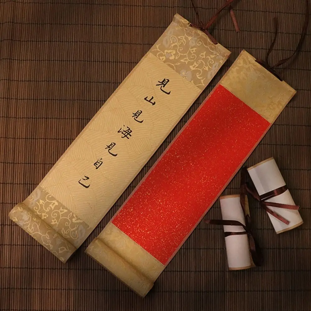 

Painting Drawing Paper Gilded Rice Paper Scroll Blank Hanging Scroll Self-made Gifts Mini Batik Trumpet Scroll Hand-rolled