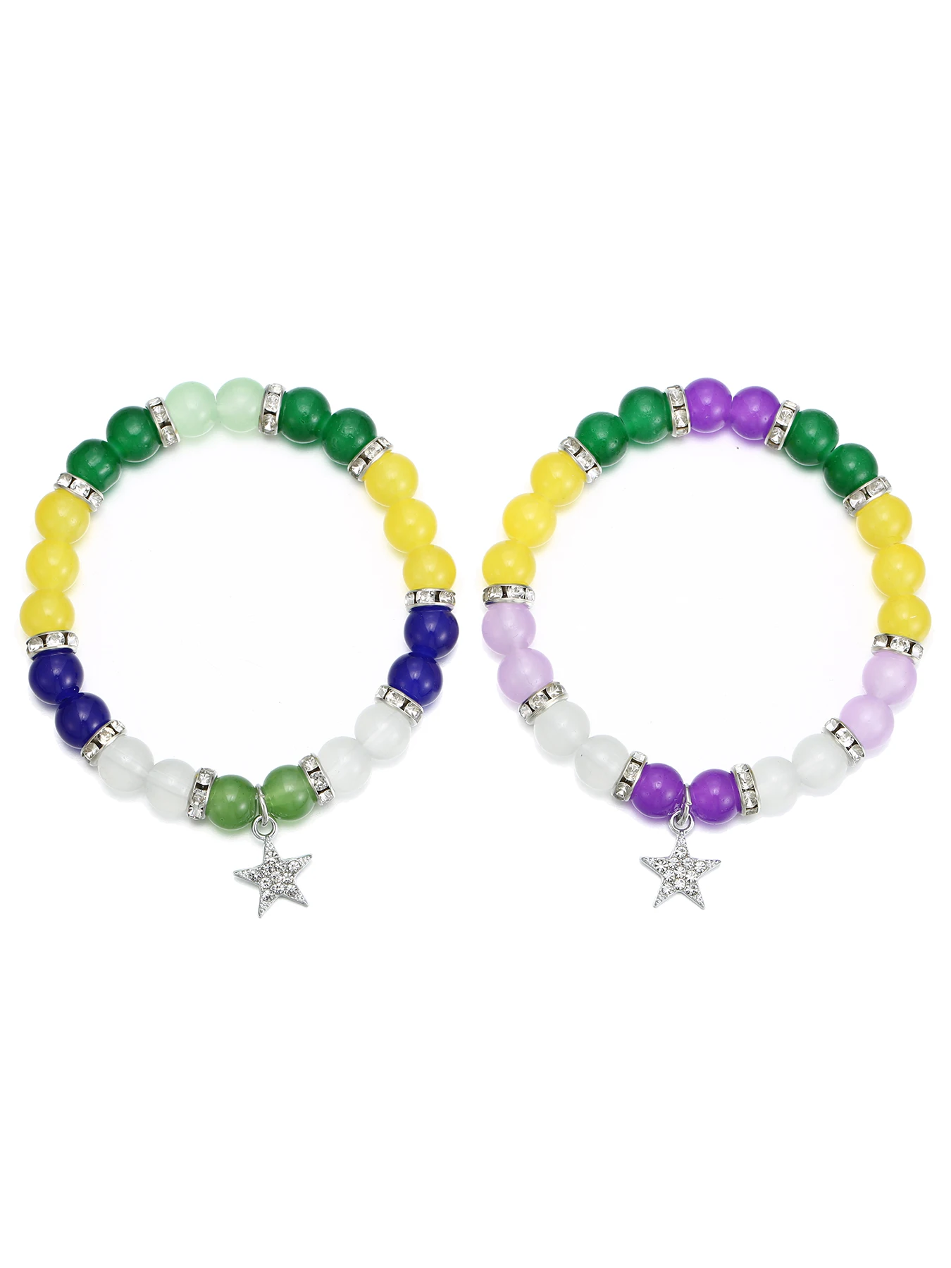 2 piezas de pulseras de cuentas a juego para parejas, colgantes de estrellas, elásticas, retráctiles, a la moda