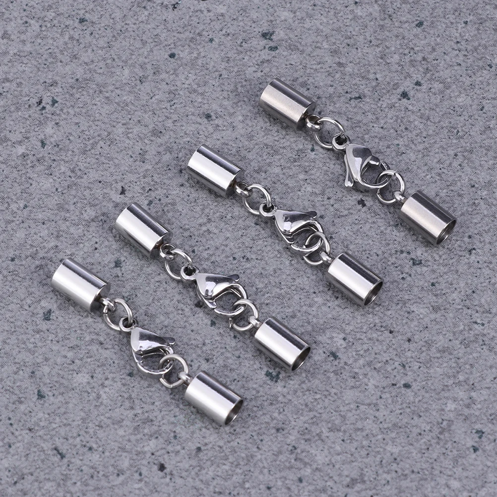 10 قطعة سوار سلسلة السحابة الفولاذ المقاوم للصدأ مشبك قفل مجوهرات موصل 3 مللي متر ثقب للقلادة DIY بها بنفسك الفضة
