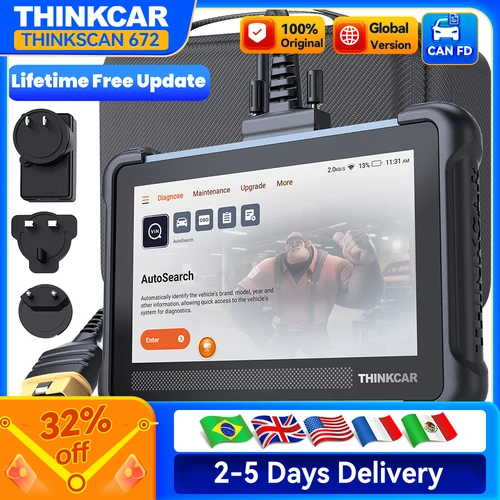 THINKCAR THINKSCAN 672 OBD2 Scanner CAN FD OBD2 Outil Contrôle bidirectionnel Diagnostic complet du système 28 réinitialisations gratuites à vie