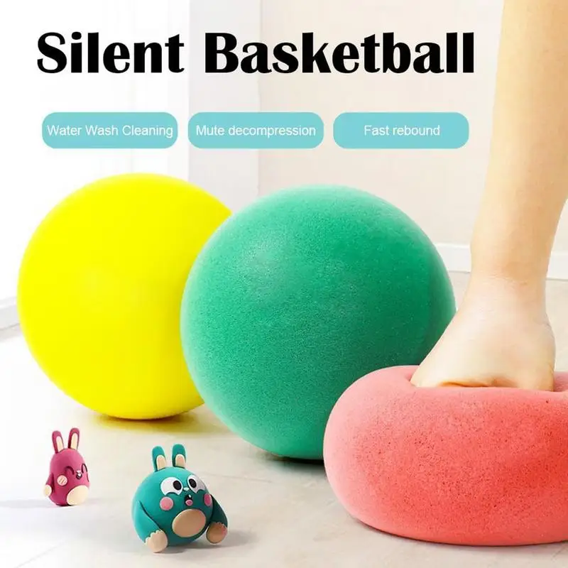 

Bouncing Mute Ball Indoor Silent Basketball 18/21/24cm Foam Basketball Silent Soft Ball Air Bounce Basket Ball Size 3/5/7 Sports