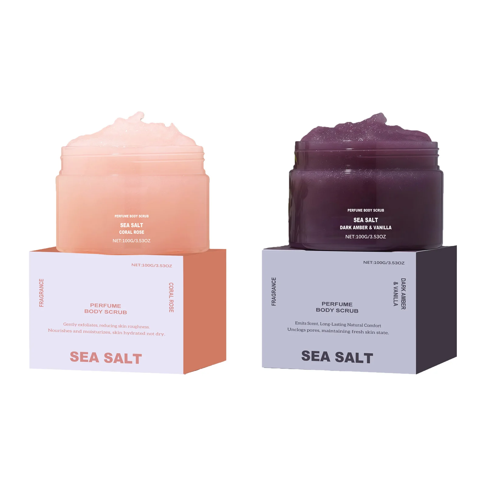 Parfum gommage corporel hydratant lissant peau exfoliant naturel sel Rose corail ambre vanille parfum hydratant nettoyage de la peau