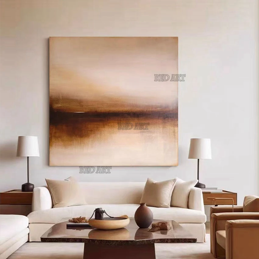 Brown Design Murals Art Modern Abstract Large Wall Picture Oil Painting Canvas Artwork For Hotel Showpieces Panel Murals