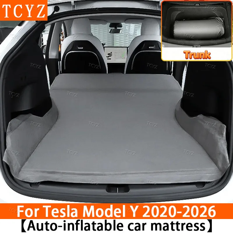 

Self-Inflating Car Air Mattress for Tesla Model Y 2020-2026Juniper Portable Suede Travel Mattress Camping Outdoor Sleeping Pad